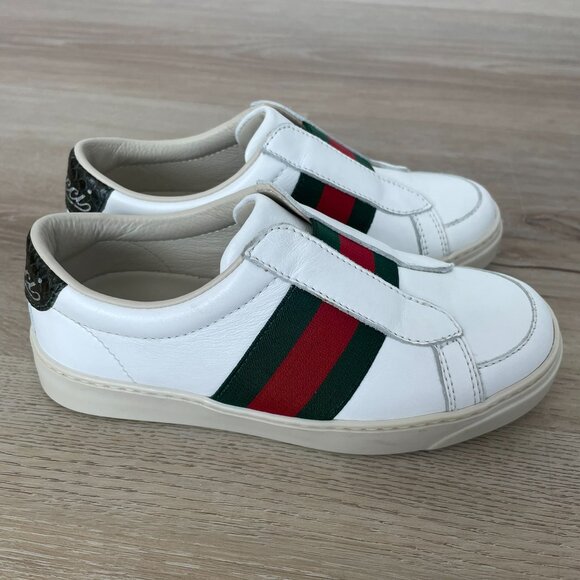 Gucci Kids White Sneakers with Red and Green Stripes - Picture 15 of 16